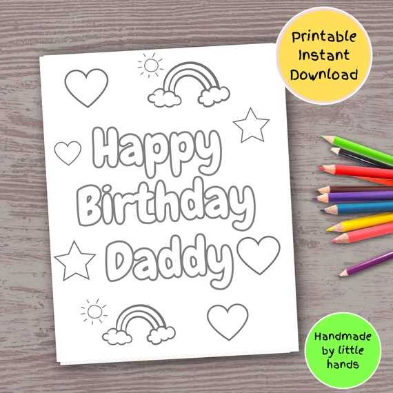 foldable happy birthday dad printable coloring card