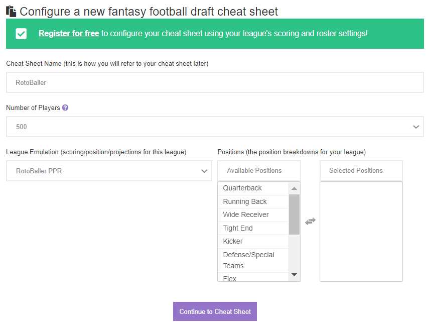 free printable fantasy football cheat sheet 2023