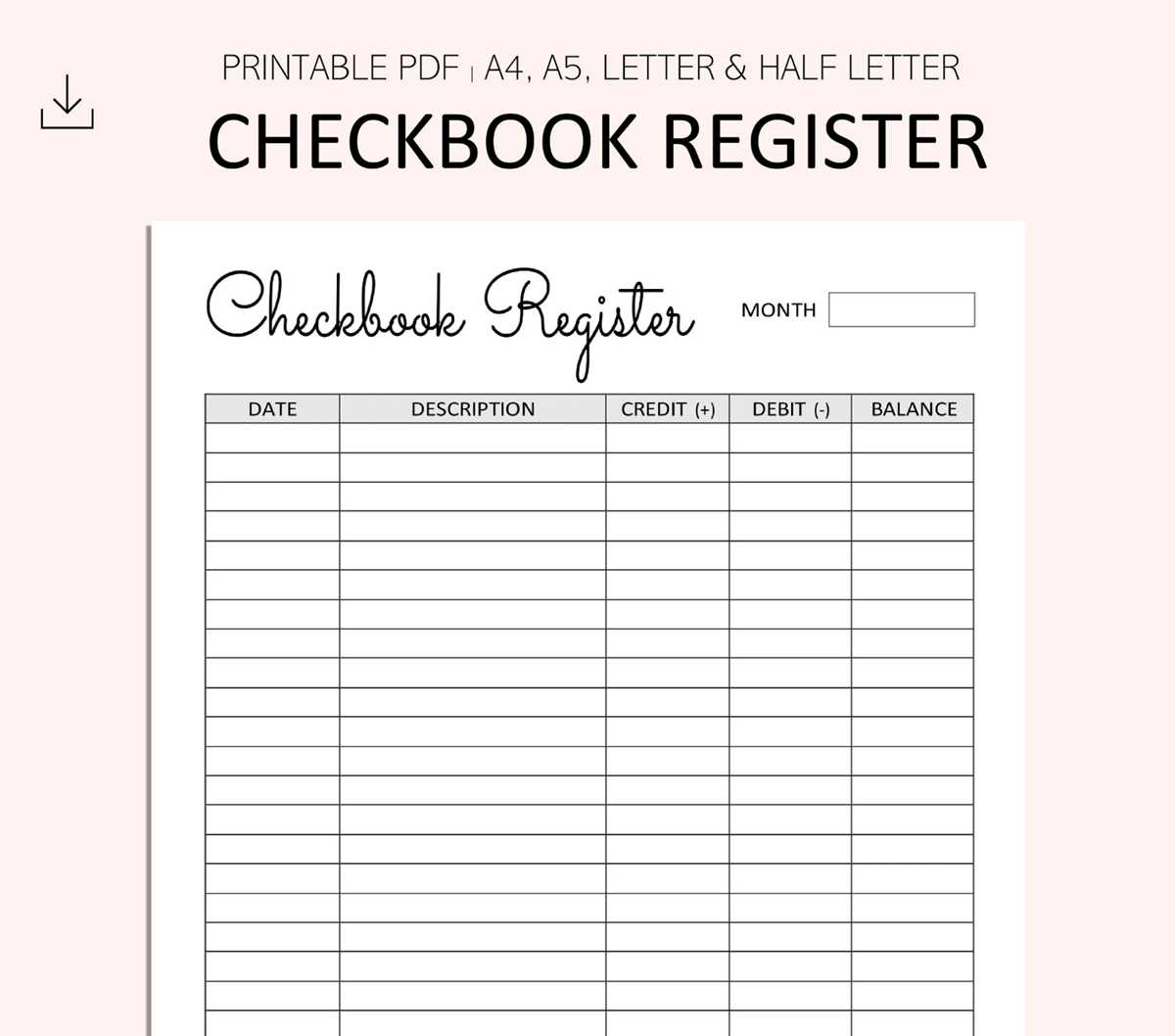 free checkbook ledger printable