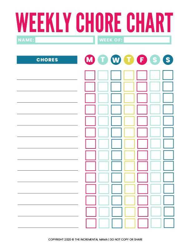 chore chart printable free