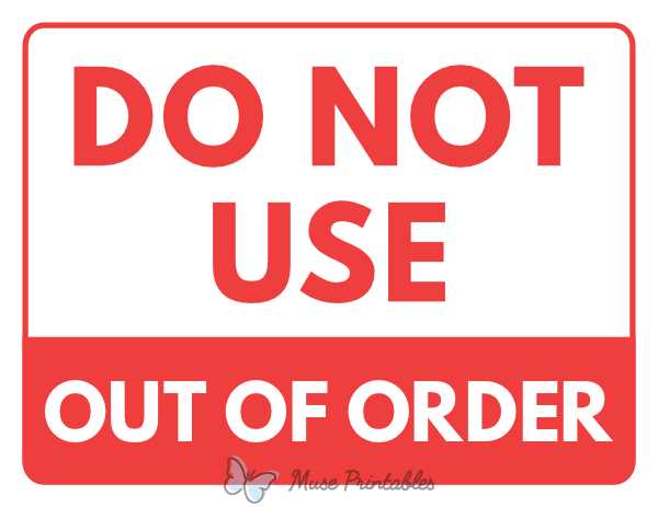 out of order signage printable