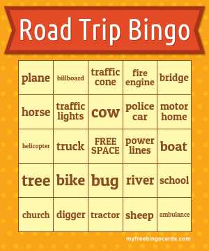 printable road trip bingo