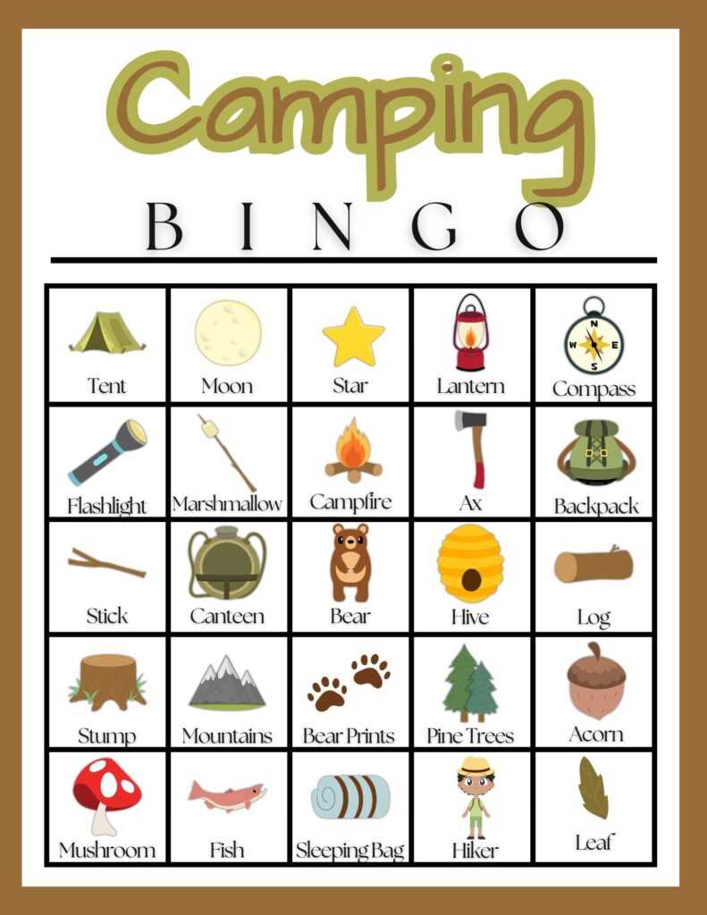 camping bingo game printable