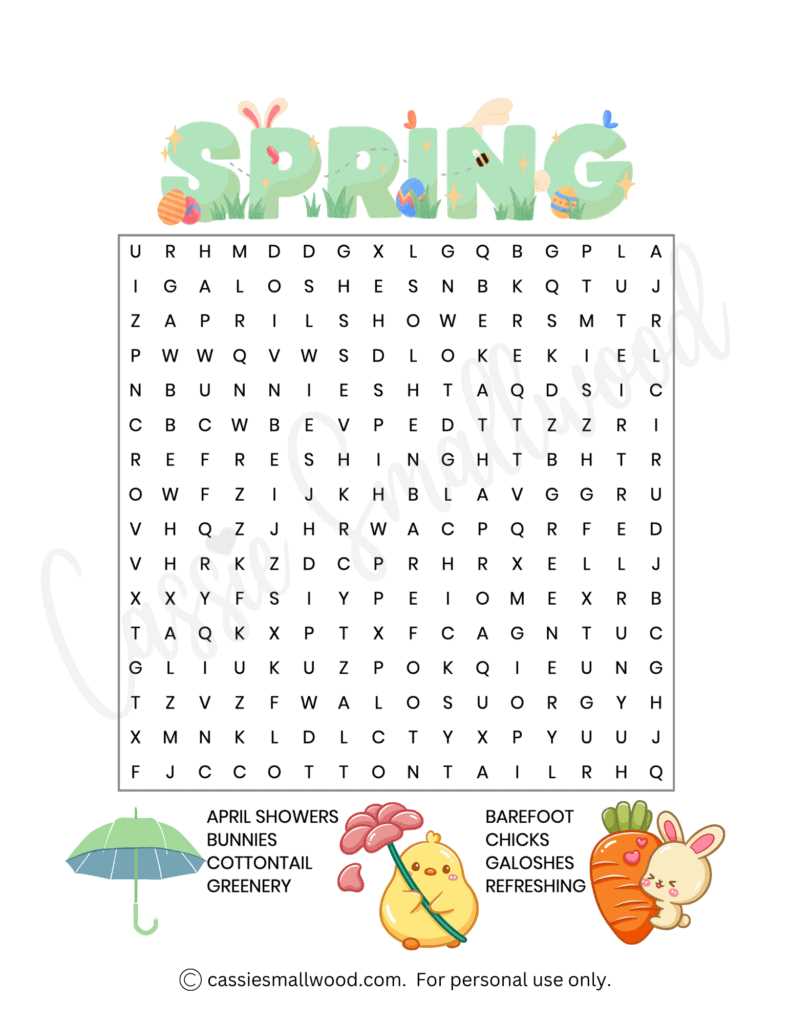 spring break word search free printable