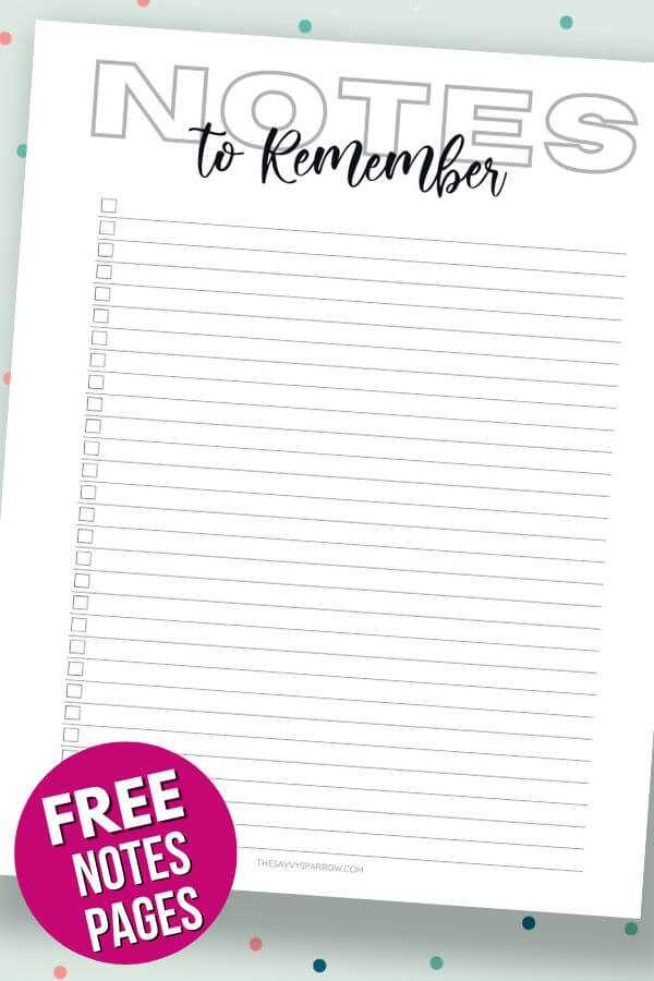 free printable notes
