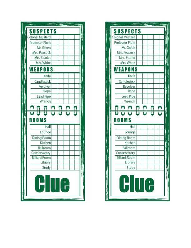 clue board game printable