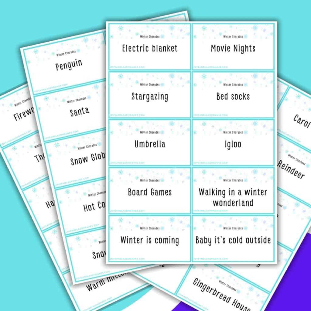 charades cards printable