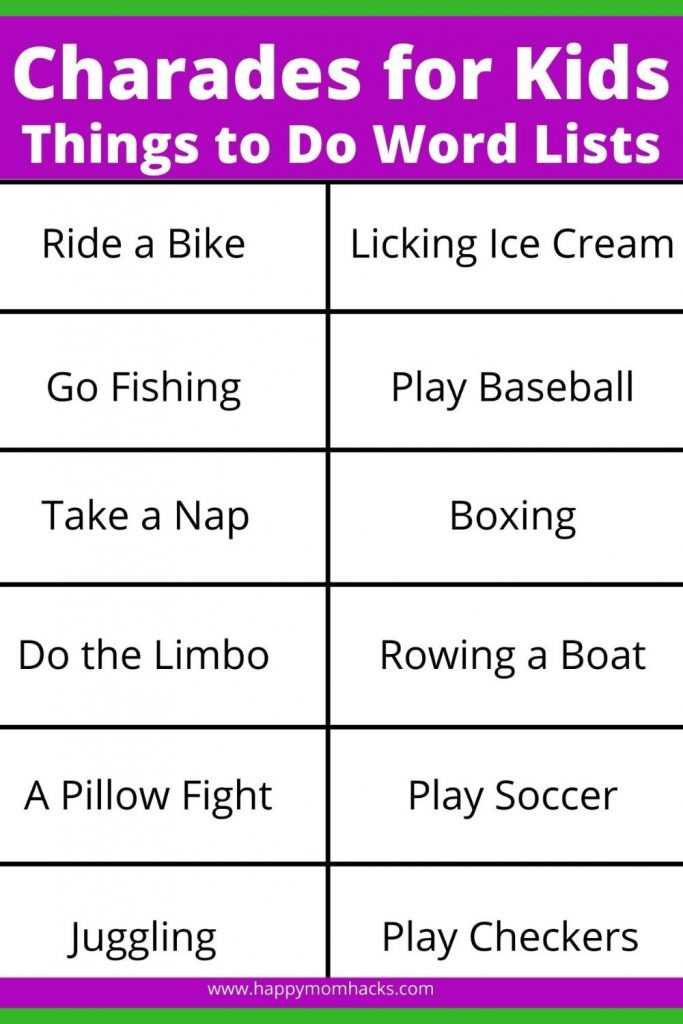 charades game printable
