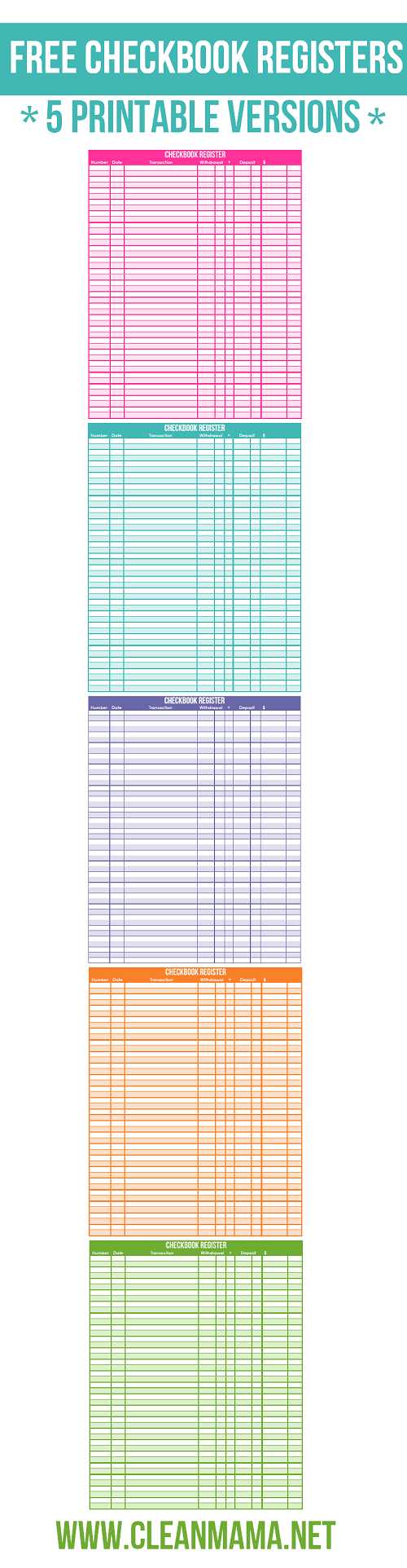 checking ledger printable