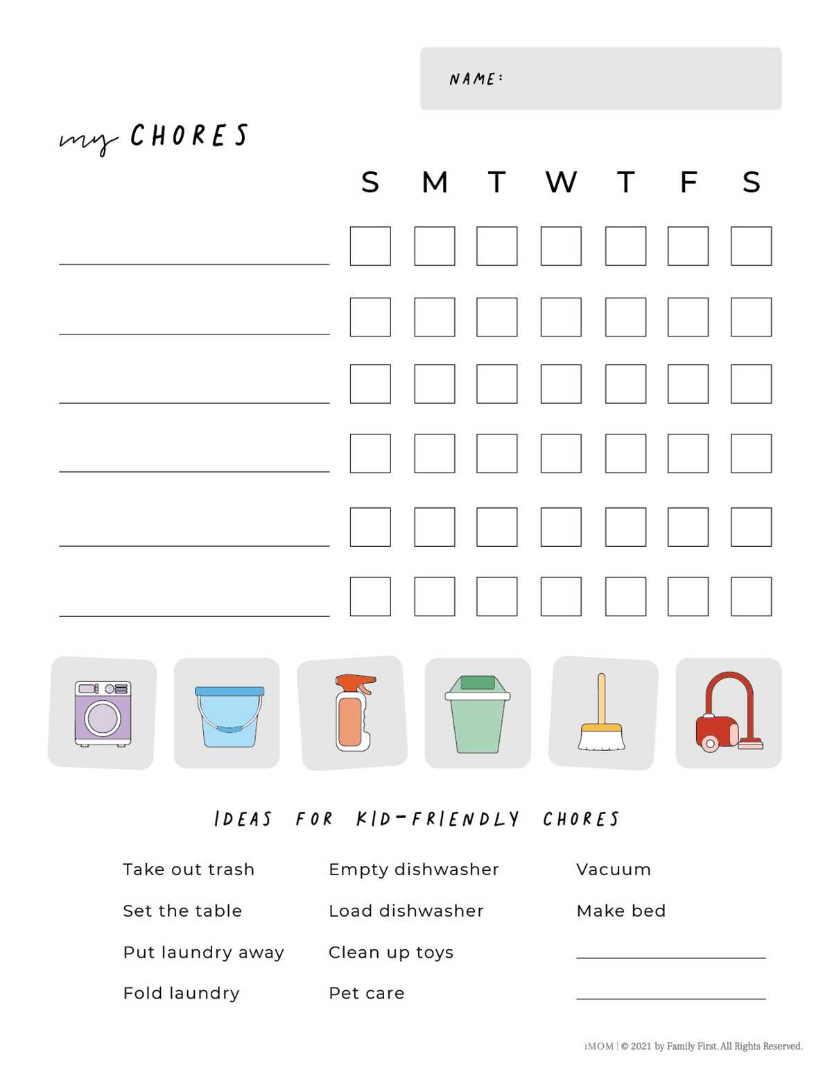 chore chart printables