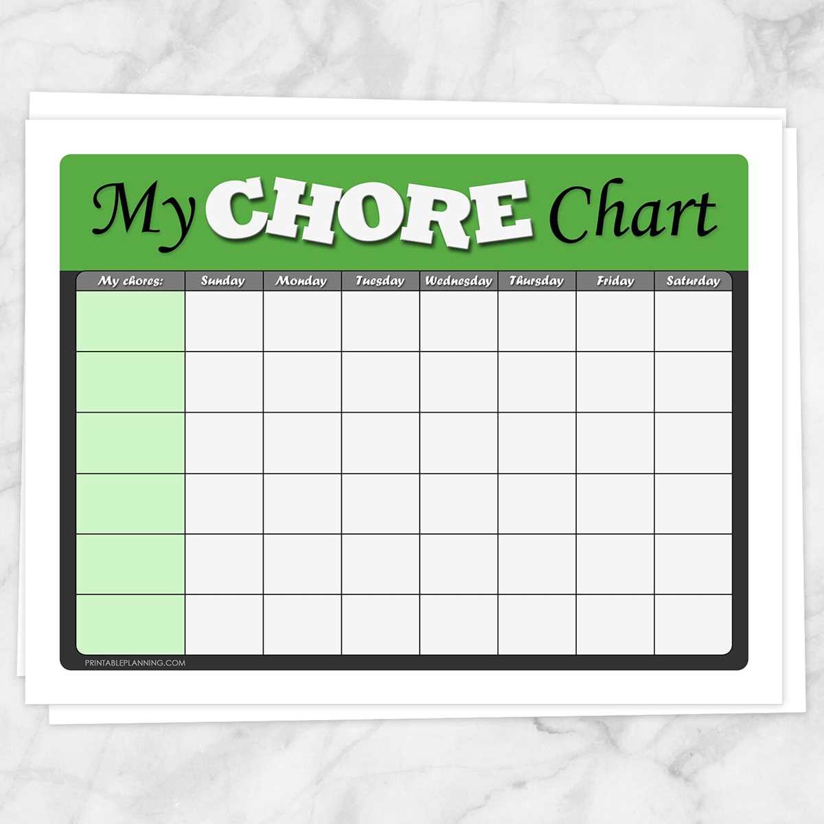 chore checklist printable