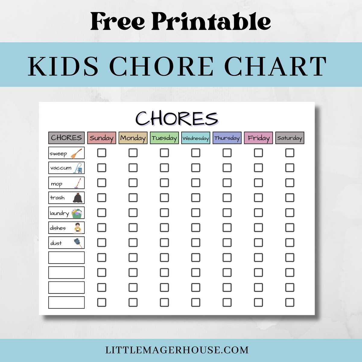 chores chart printable free