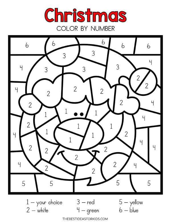 christmas colour by number printable