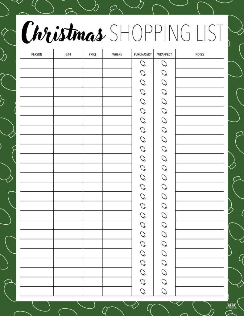 christmas gift printable list