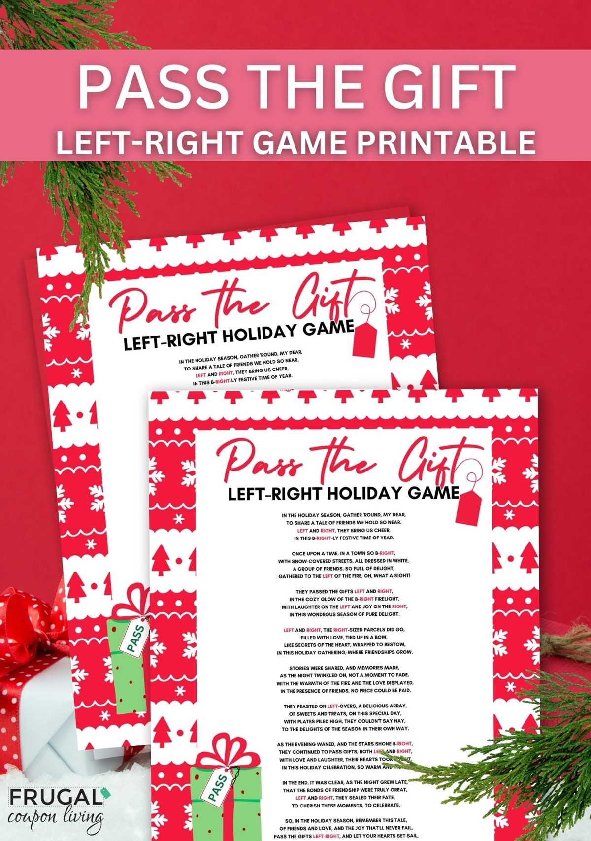christmas left and right game printable