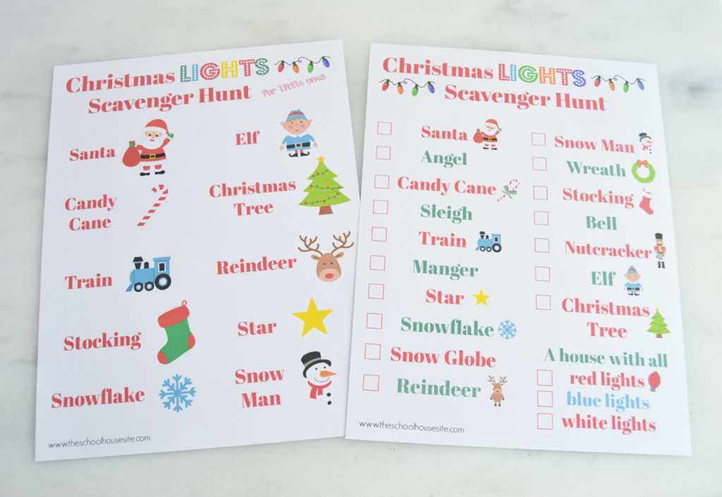 christmas light scavenger hunt printable