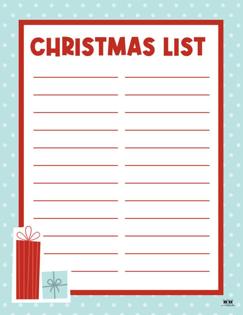 christmas list printable paper
