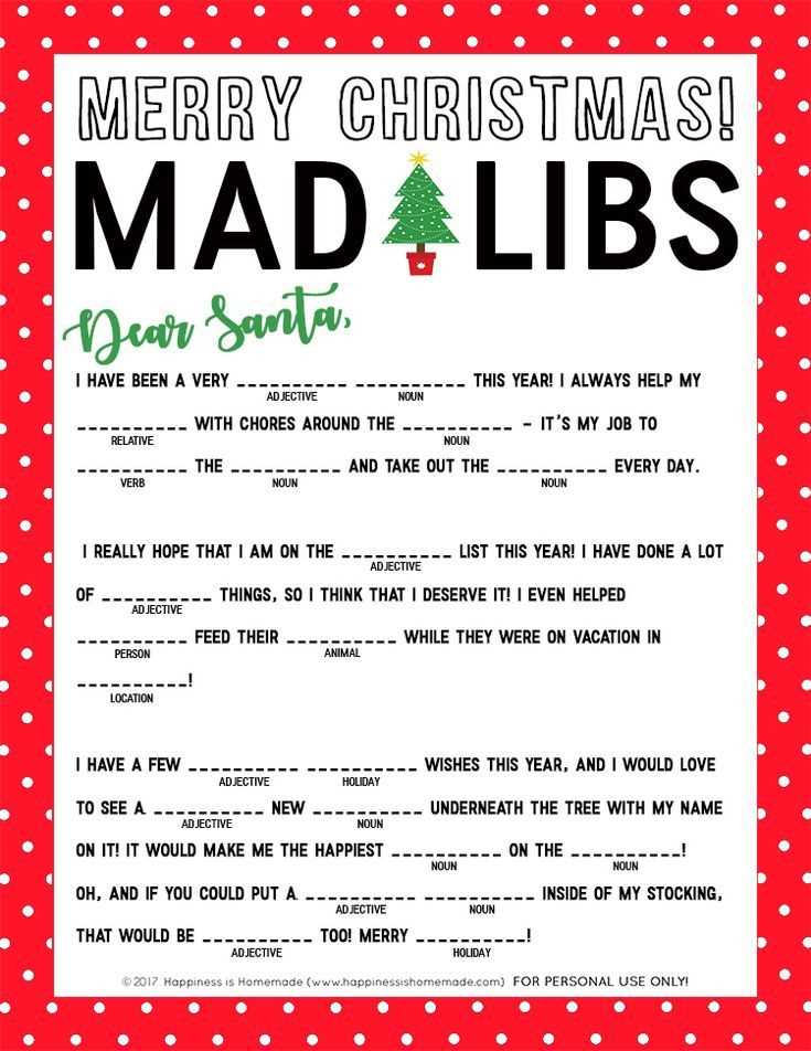 christmas mad libs printable free
