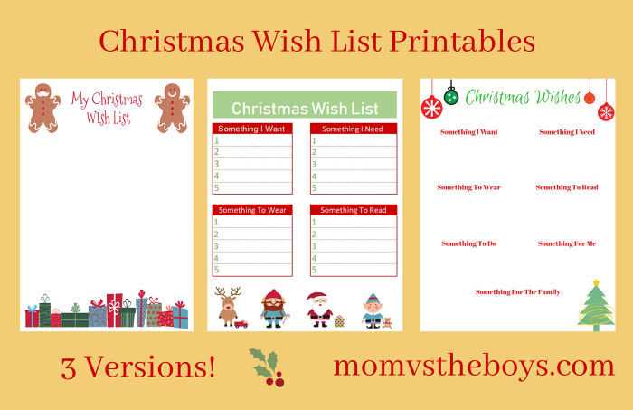 christmas printable wish list