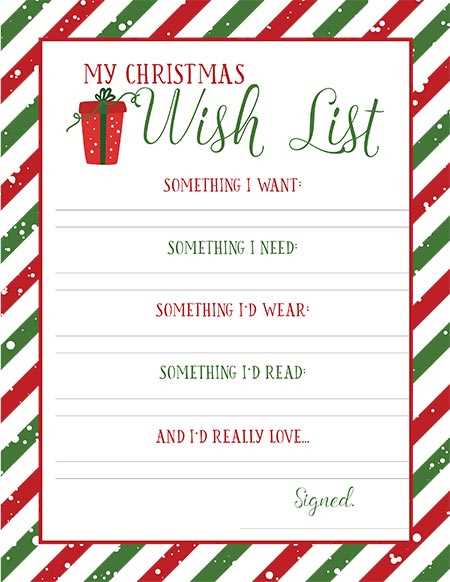 christmas printable wish list