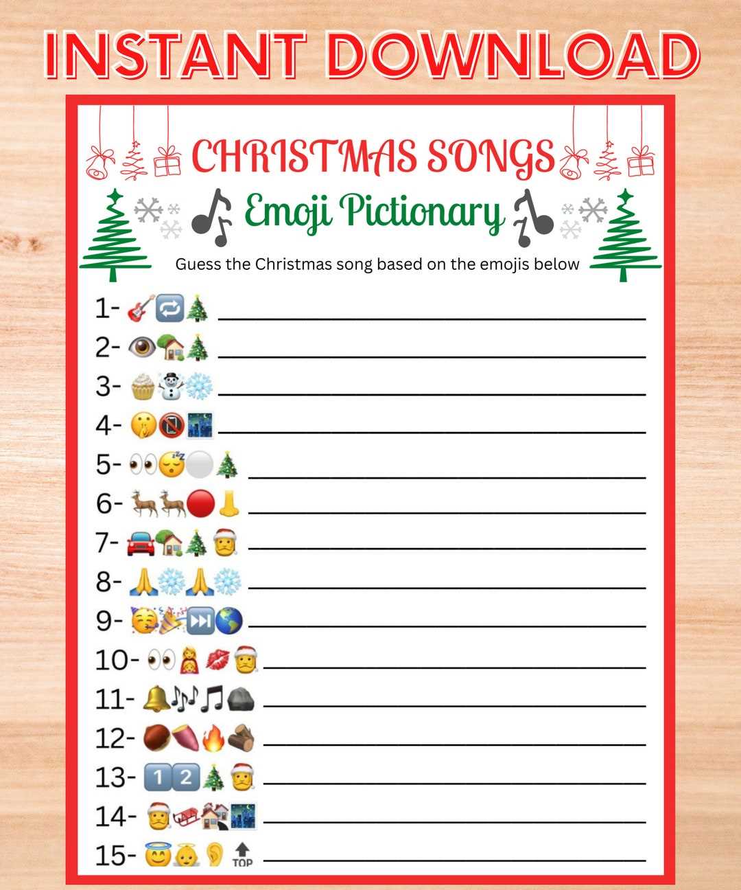 christmas song emoji game free printable