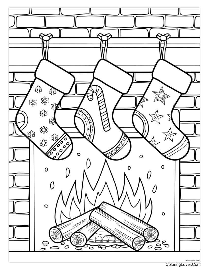 christmas stocking coloring pages printable