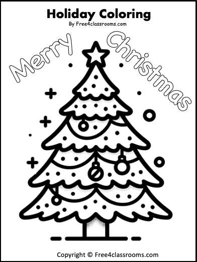 christmas tree coloring page free printable