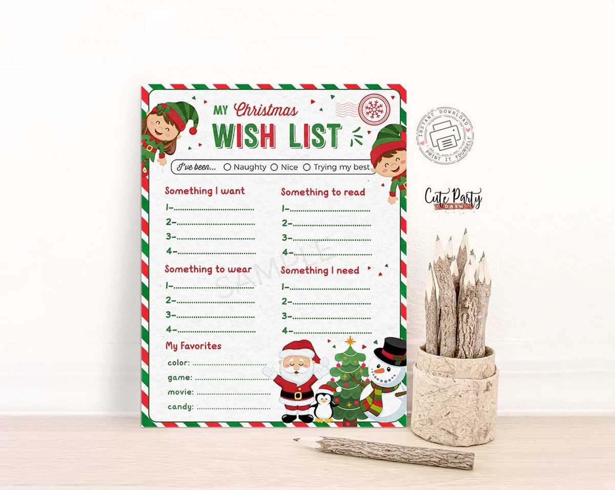 christmas wishlist template free printable
