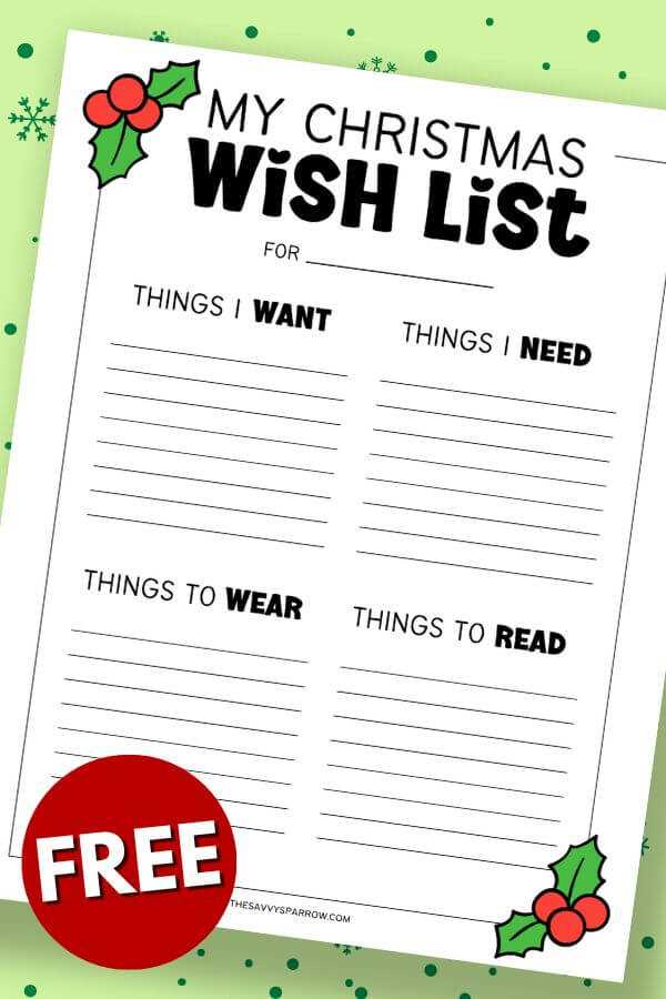 christmas wishlist template free printable