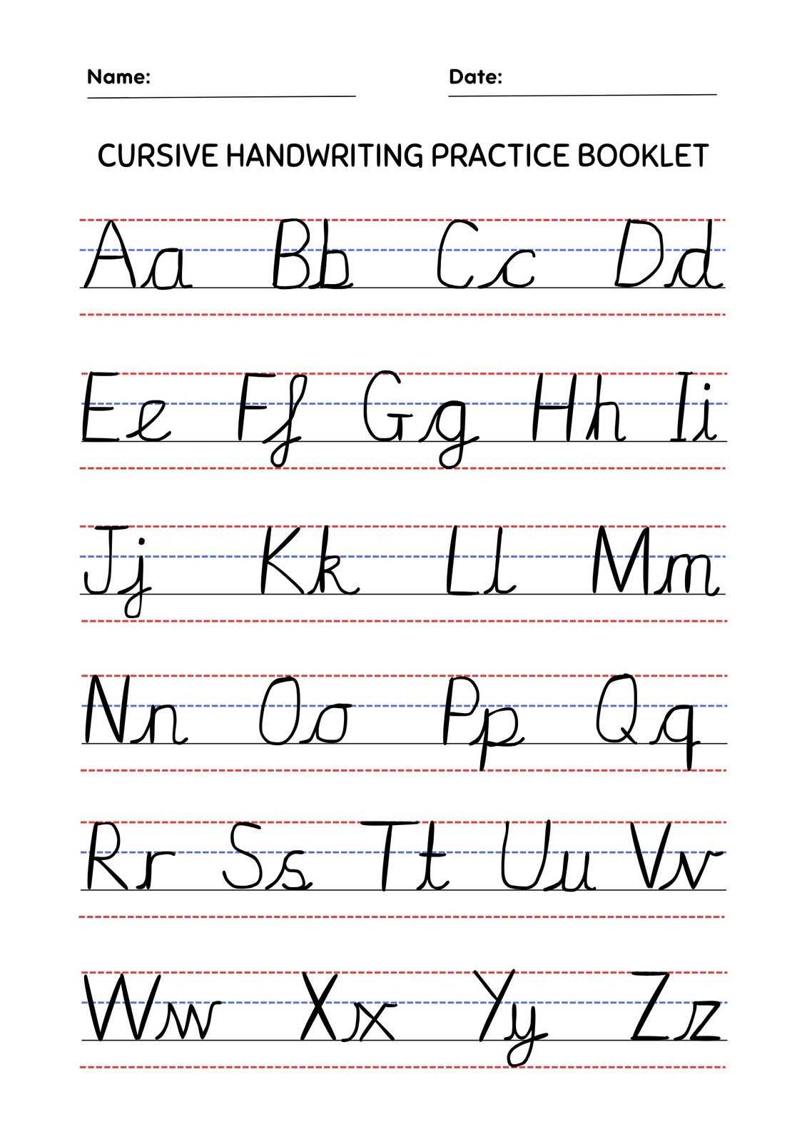 cursive alphabet trace printable