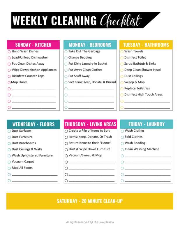 cleaning printable checklist
