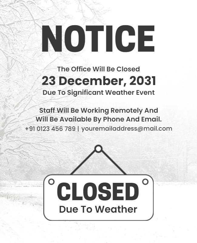 closed due to inclement weather sign printable