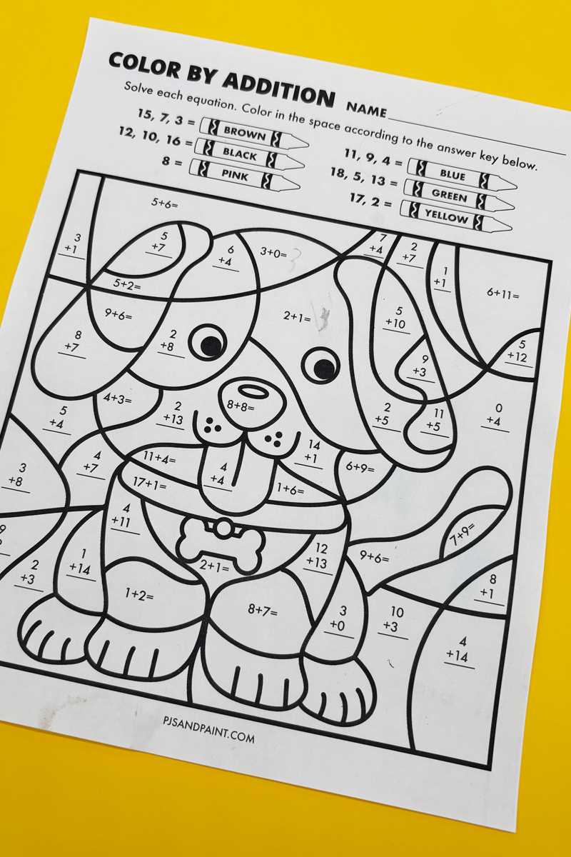 color by number addition free printables