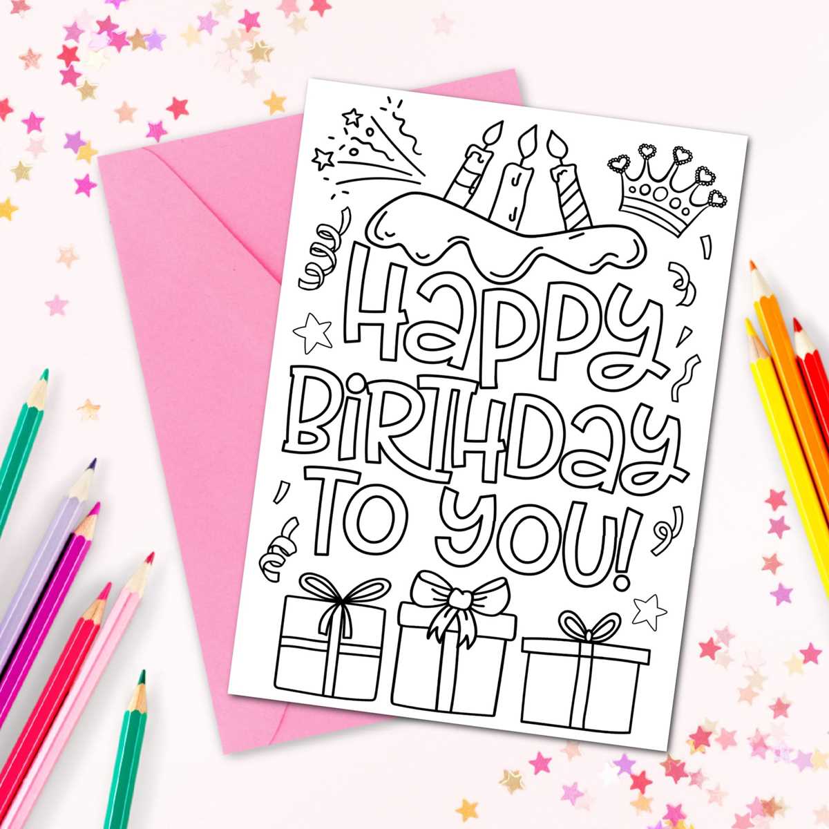coloring birthday card printable free