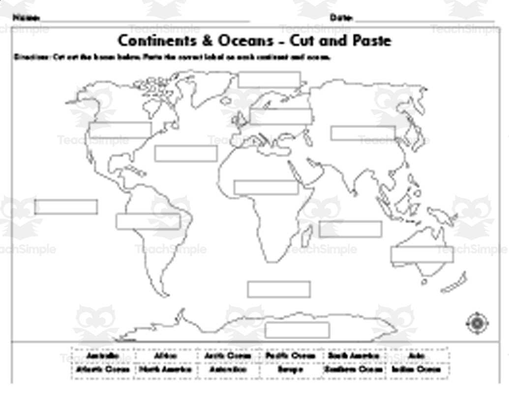 continents printable map