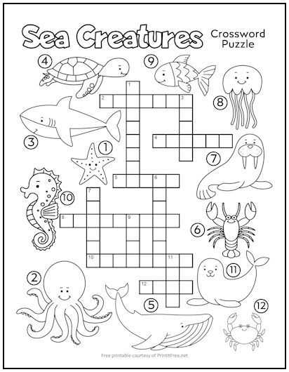 crossword puzzles free printable kids