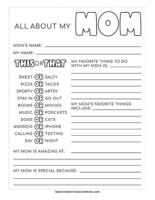 preschool all about my mom printable
