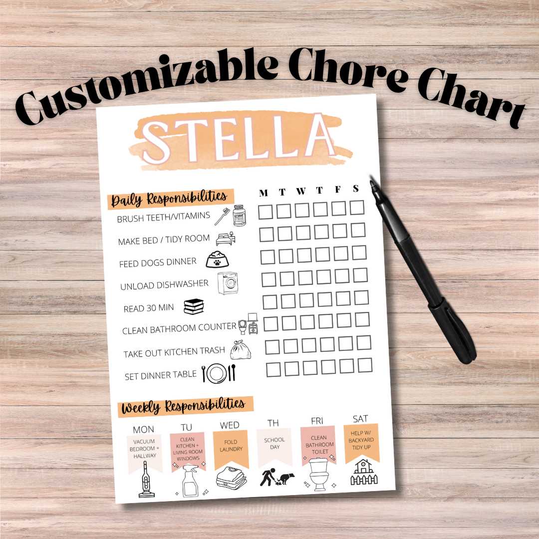 customizable free printable chore charts