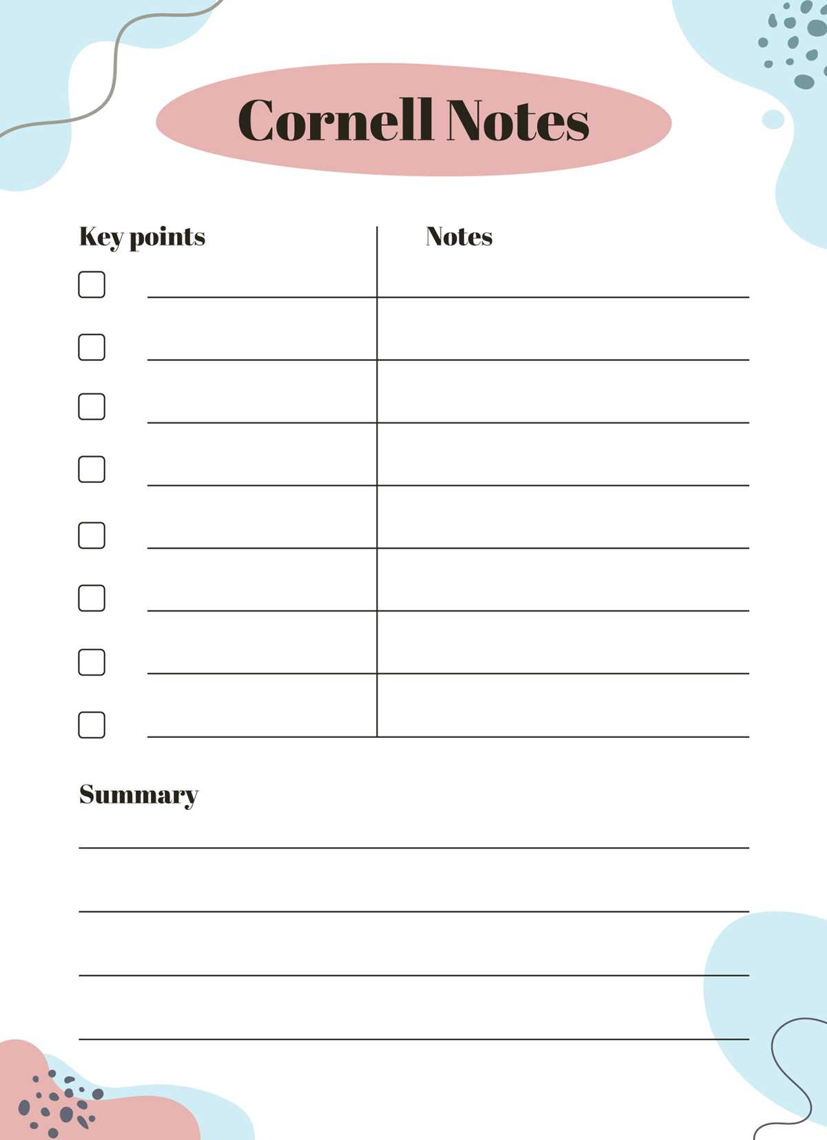 cute printable notes template