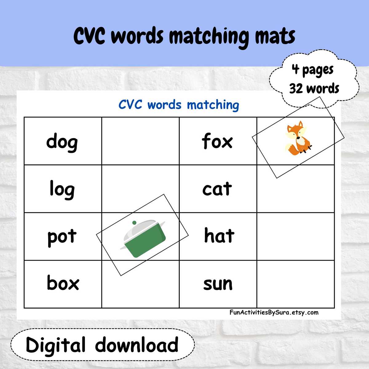 cvc matching game printable