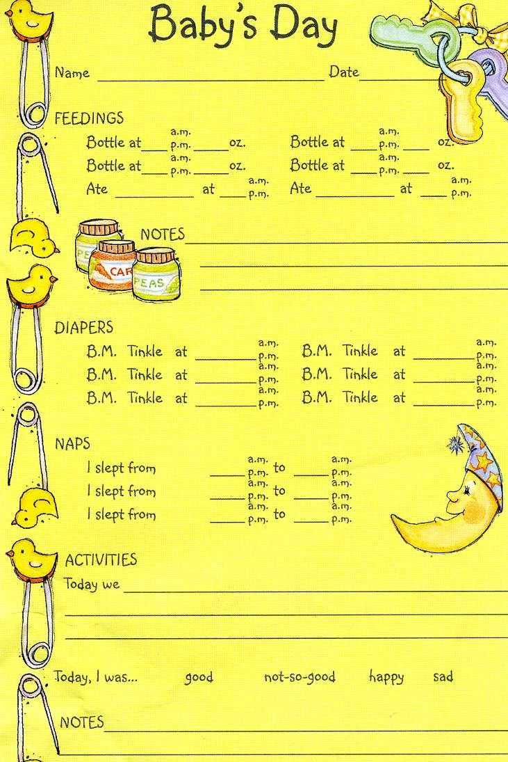 infant daily log printable