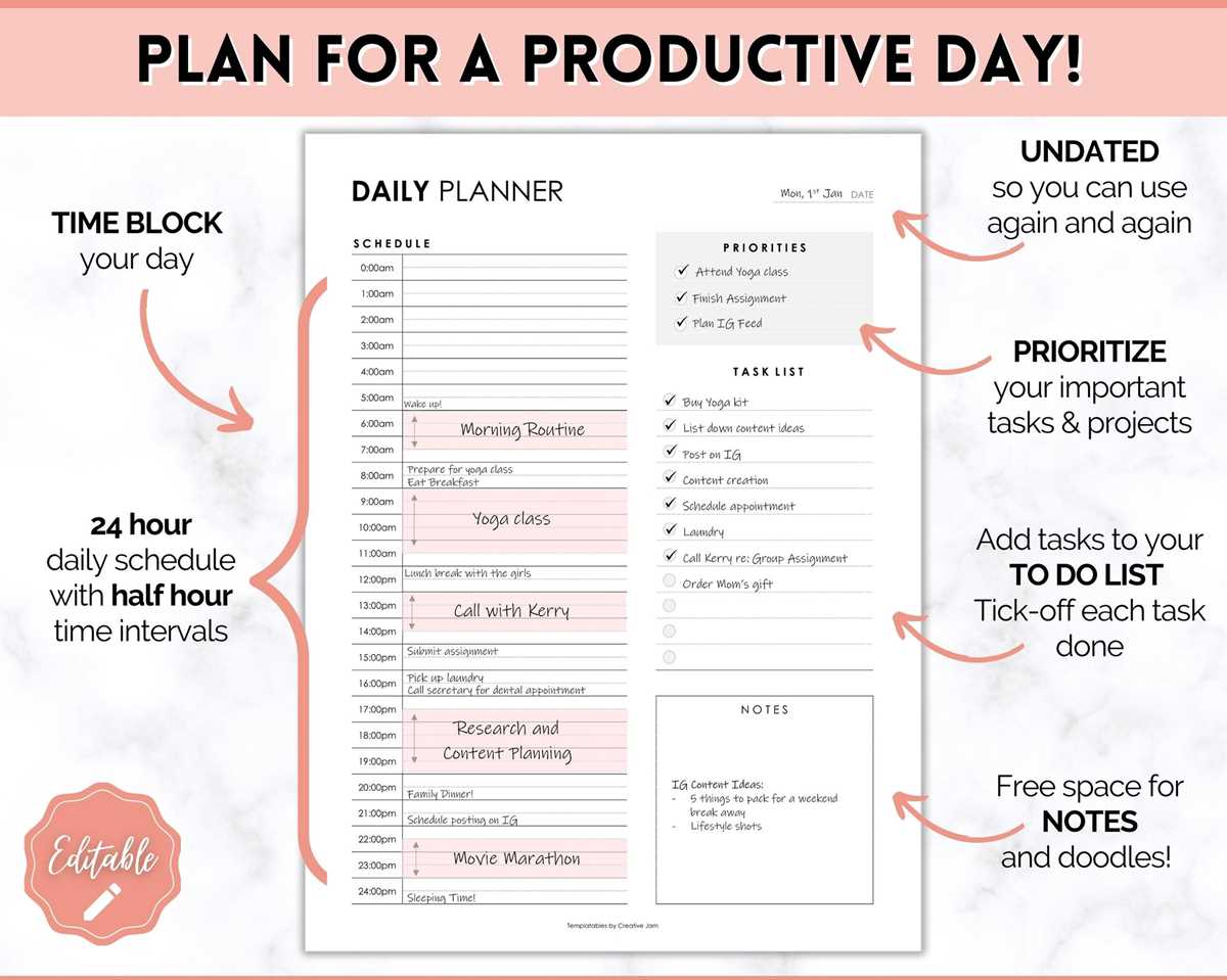 daily hourly planner printable