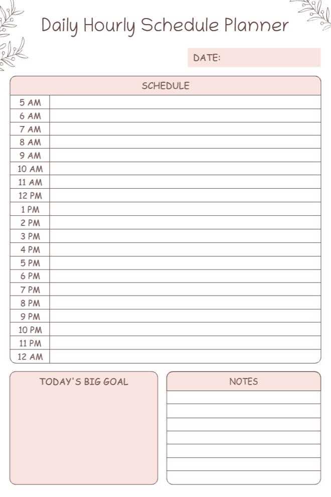 daily hourly planner printable