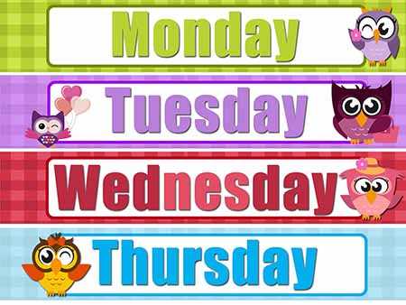 days of the week labels printable free