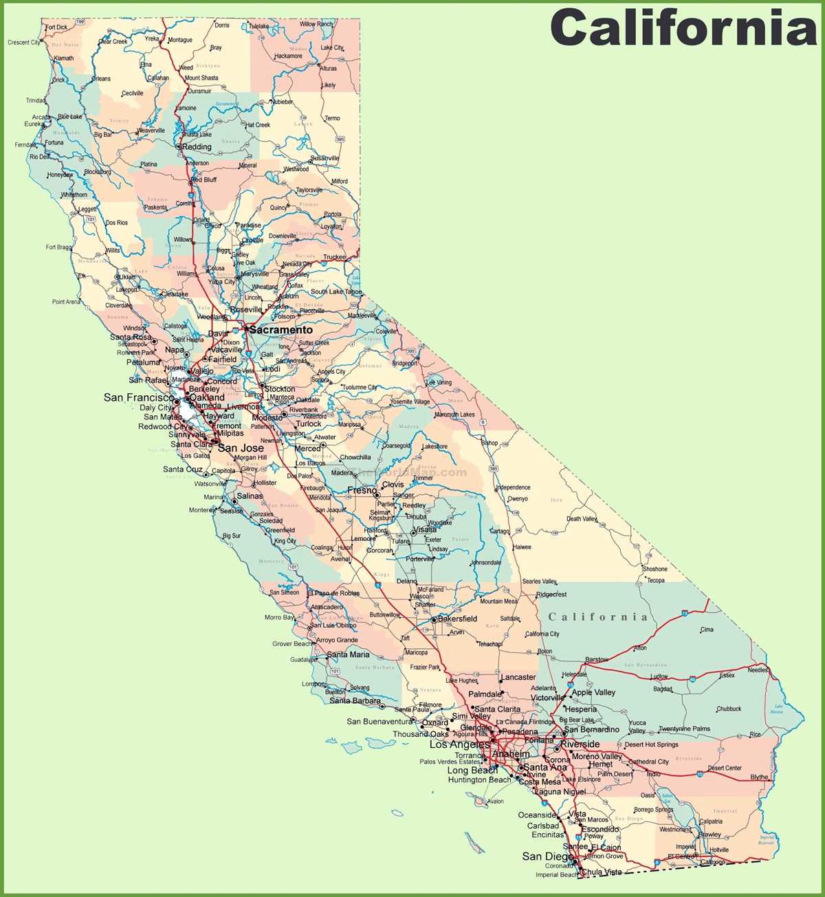 printable map of california cities