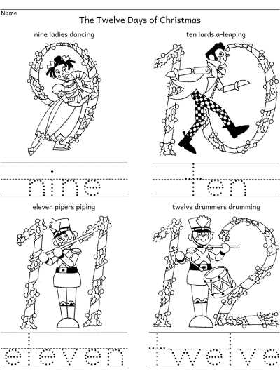 words to twelve days of christmas printable