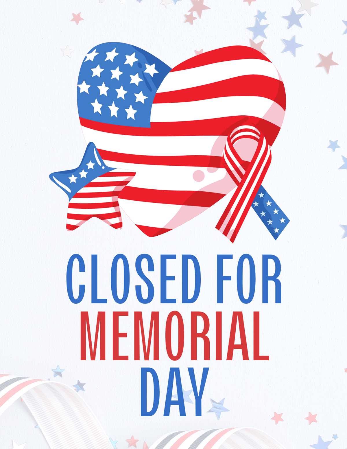 closed for memorial day sign printable