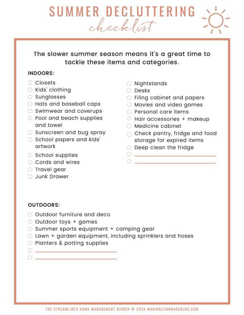declutter checklist printable