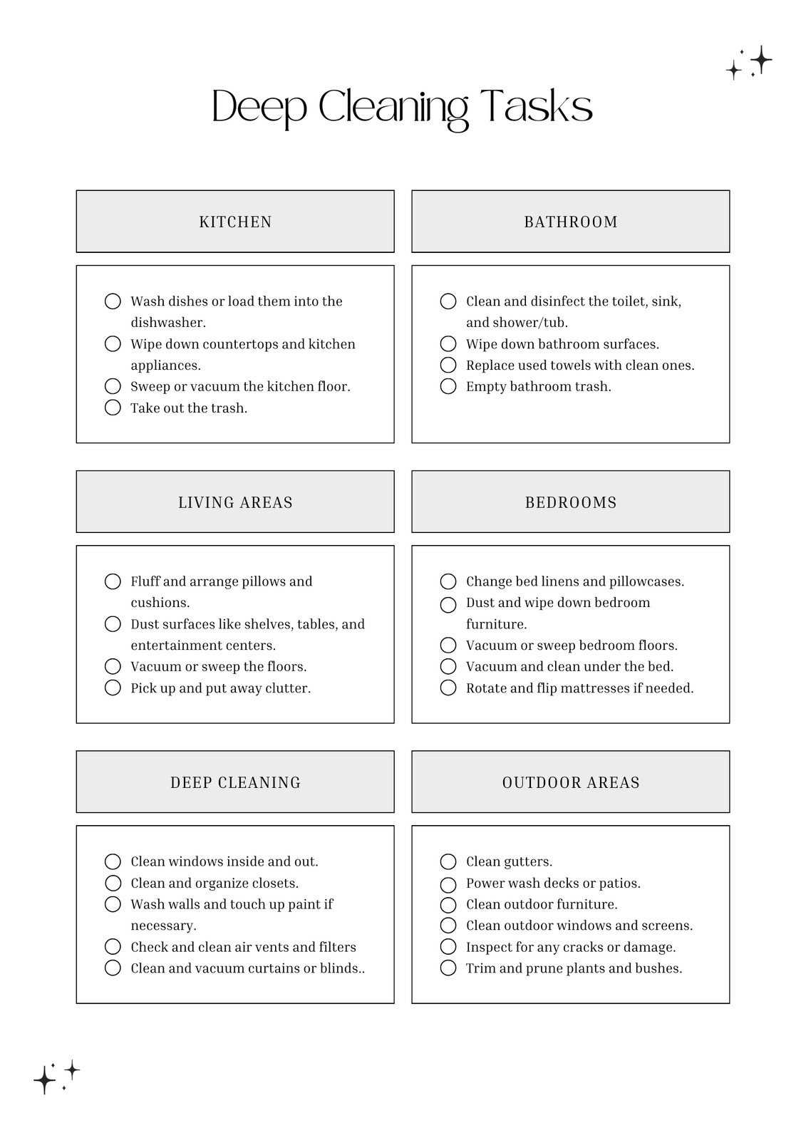 deep cleaning list printable
