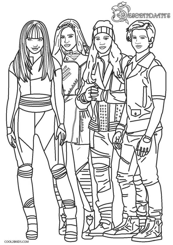 descendants coloring pages free printable